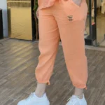İtalyan Paça Lastikli Cepli Linen Keten Pantolon - Somon