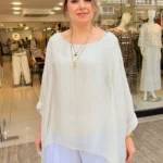 İtalyan Tasarım Salaş İpek Bluz - Bej