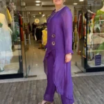 İtalyan İpek Asimetrik Takım - Mor