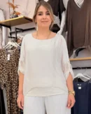 İtalyan Omuz ve Etek Ucu Pul Detaylı İpek Bluz