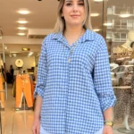 İtalyan Kareli Pamuk Gömlek - İndigo
