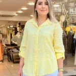 İtalyan Kareli Pamuk Gömlek - Sarı