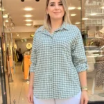 İtalyan Kareli Pamuk Gömlek - Haki