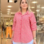 İtalyan Kareli Pamuk Gömlek - Kırmızı