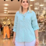 İtalyan Kareli Pamuk Gömlek - Mint
