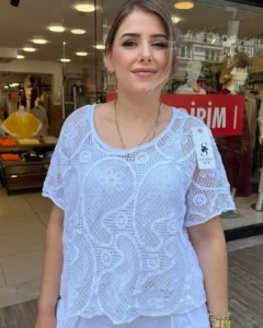 İtalyan Dantel Detaylı Örgü Bluz