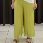 İpek Beli Lastikli Astarlı İpek Pantolon - Sarı