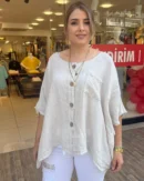 İtalyan Cep Pullu Salaş Keten Gömlek