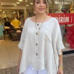 İtalyan Cep Pullu Salaş Keten Gömlek - Bej