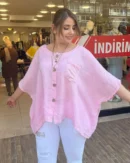 İtalyan Cep Pullu Salaş Keten Gömlek