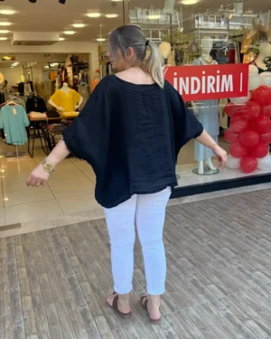 İtalyan Cep Pullu Salaş Keten Gömlek