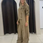 İtalyan Leopar Baskılı Saten Takım - Camel