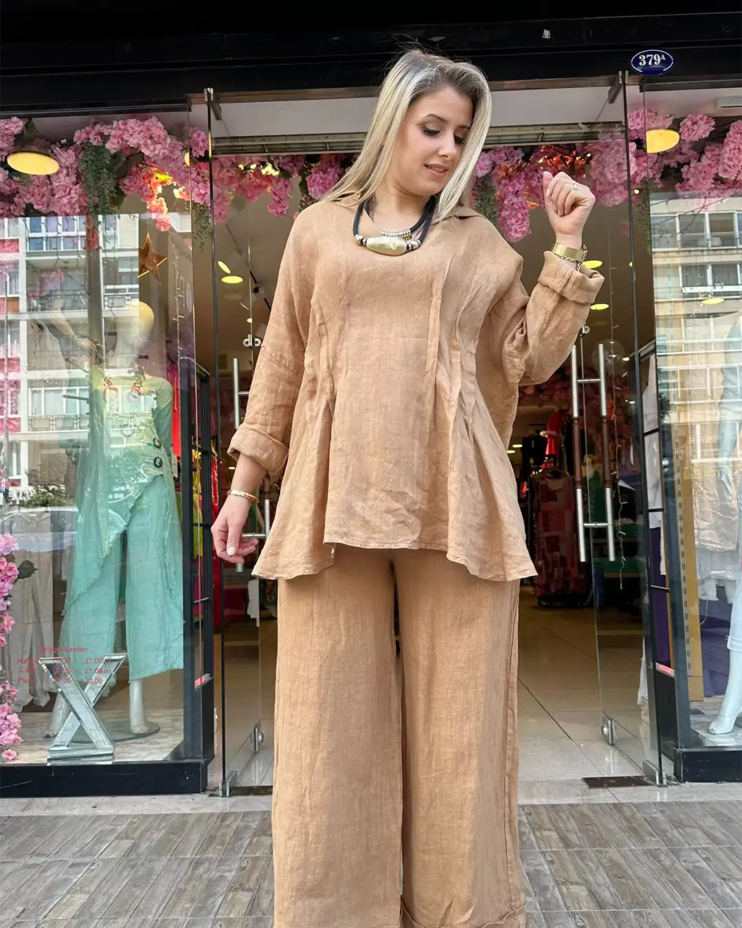 İtalyan Linen Keten Salaş Pantolon Tunik Takım İtalyan Linen Keten Salaş Pantolon Tunik Takım - Görsel 2