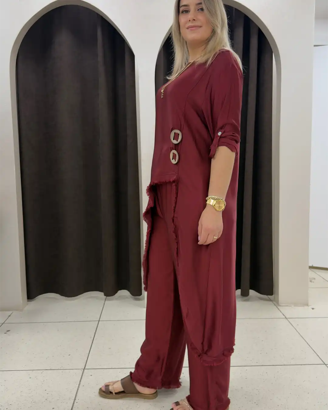 İtalyan Asimetrik Saten Tunik Pantolon Takım | Standart Beden 38-44 İtalyan Asimetrik Saten Tunik Pantolon Takım | Standart Beden 38-44 - Görsel 2