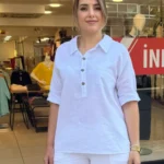 See7 Italy Arkası İpli Üç Düğmeli Pamuk Gömlek - Beyaz
