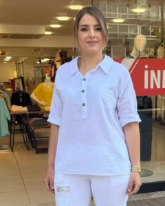 See7 Italy Arkası İpli Üç Düğmeli Pamuk Gömlek