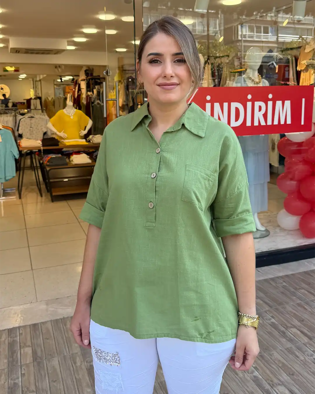 See7 Italy Arkası İpli Üç Düğmeli Pamuk Gömlek See7 Italy Arkası İpli Üç Düğmeli Pamuk Gömlek - Görsel 3