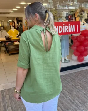 See7 Italy Arkası İpli Üç Düğmeli Pamuk Gömlek See7 Italy Arkası İpli Üç Düğmeli Pamuk Gömlek
