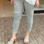 İtalyan Üretim Full Likralı Payet Detaylı Pantolon - Haki