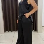 See7 İtaly Broş Detaylı Saten Takım - Siyah