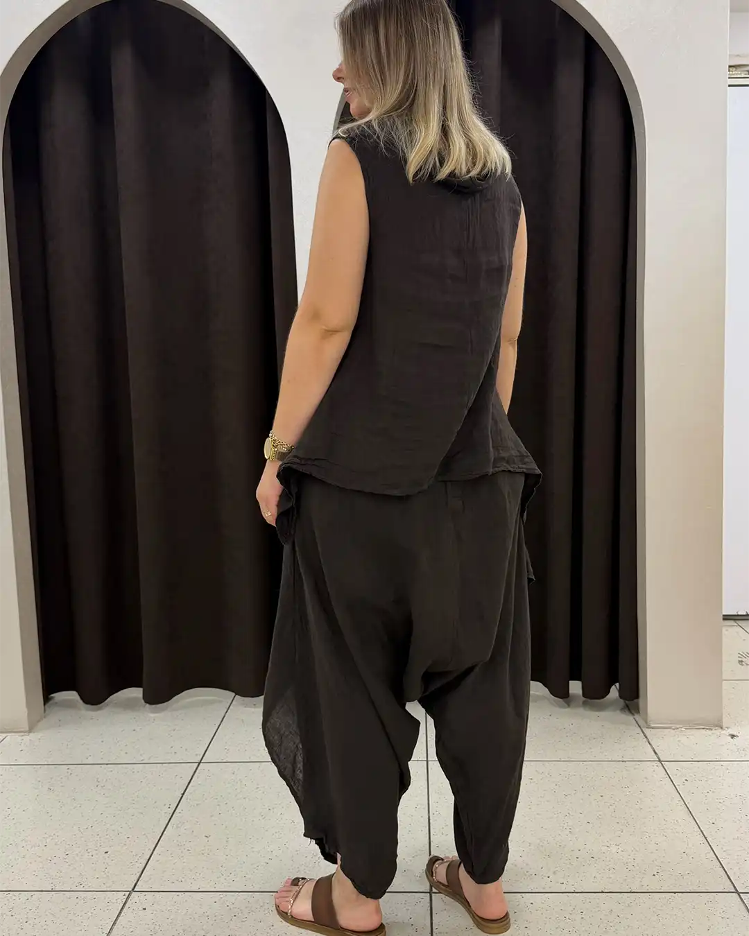 İtalyan Çift Cep Detaylı Keten Tunik Bluz İtalyan Çift Cep Detaylı Keten Tunik Bluz - Görsel 2