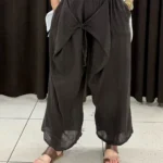 İtalyan Beli Lastikli Drape Bagcikli Keten Pantolon - Kahve