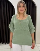 italyan papatya nakisli firfirli keten bluz 2