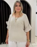 italyan papatya nakisli firfirli keten bluz 6