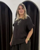 İtalyan Asimetrik %100 Keten Bluz