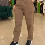 İtalyan Yüksek Bel Kemerli Full Likralı Pantolon - Camel