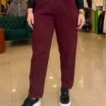 İtalyan Yüksek Bel Kemerli Full Likralı Pantolon - Bordo