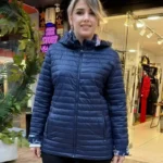 İtalyan Çift Taraflı Çiçek Desenli Kapitone Mont - Lacivert