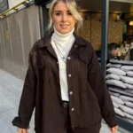 İtalyan Kabartma Desenli Pamuk Gömlek Ceket - Kahve