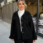 İtalyan Kabartma Desenli Pamuk Gömlek Ceket - Siyah