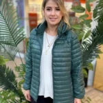 İtalyan Kapüşonlu Fermuarlı İnce Kapitone Mont - Yeşil