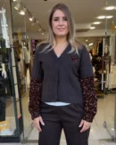 İtalyan Alpaka ve Deve Tüyü Karışımlı Kalp ve Pul Detaylı Kadın Triko Hırka