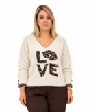İtalyan Alpaka ve Deve Tüyü Leopar Love Tasarım Kadın Triko Kazak