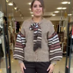İtalyan Yün Alpaka Düğmeli Kadın Ceket - Camel