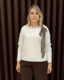 İtalyan Alpaka ve Deve Tüyü Leopar Fularlı Kadın Triko Kazak İtalyan Alpaka ve Deve Tüyü Leopar Fularlı Kadın Triko Kazak